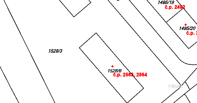 Mělník 2563,2564 na parcele st. 1528/6 v KÚ Mělník, Katastrální mapa