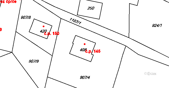 Maršovice 145 na parcele st. 408 v KÚ Maršovice u Jablonce nad Nisou, Katastrální mapa