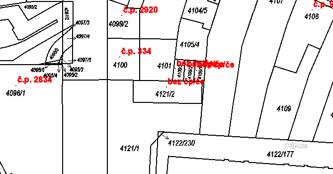 Brno 120809761 na parcele st. 4121/2 v KÚ Královo Pole, Katastrální mapa