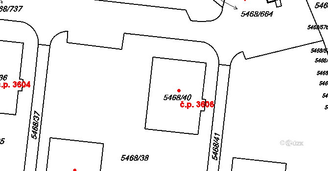 Jihlava 3606 na parcele st. 5468/40 v KÚ Jihlava, Katastrální mapa