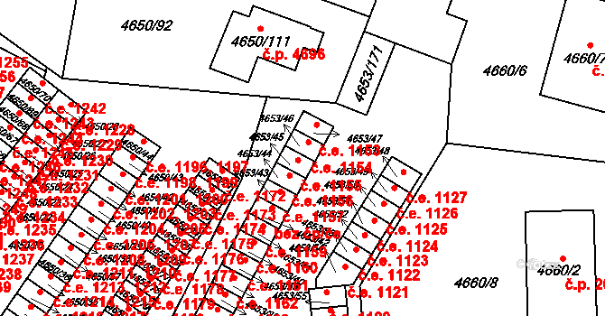 Jihlava 1154 na parcele st. 4653/46 v KÚ Jihlava, Katastrální mapa