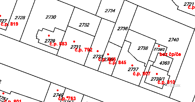 Čelákovice 846 na parcele st. 2733 v KÚ Čelákovice, Katastrální mapa