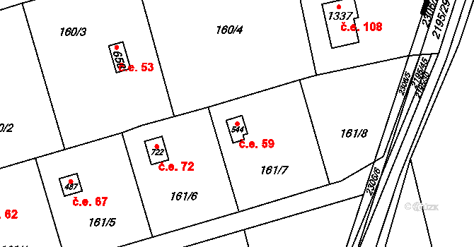 Horoměřice 59 na parcele st. 544 v KÚ Horoměřice, Katastrální mapa