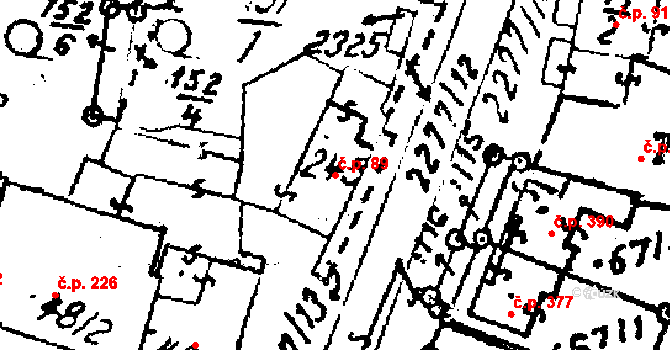 Luleč 89 na parcele st. 245 v KÚ Luleč, Katastrální mapa