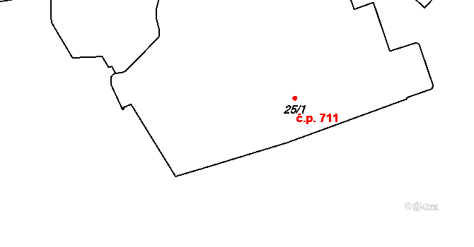 Štiřín 711, Kamenice na parcele st. 25/1 v KÚ Štiřín, Katastrální mapa