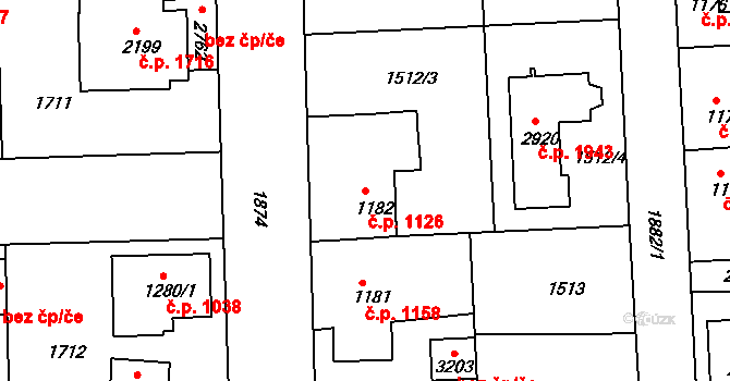Brandýs nad Labem 1126, Brandýs nad Labem-Stará Boleslav na parcele st. 1182 v KÚ Brandýs nad Labem, Katastrální mapa