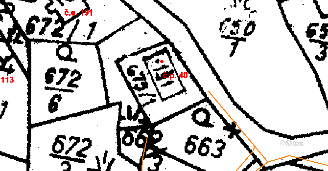 Tisová 40, Kraslice na parcele st. 191 v KÚ Tisová u Kraslic, Katastrální mapa