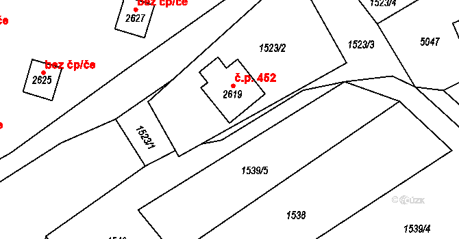 Ostravice 452 na parcele st. 2619 v KÚ Ostravice 1, Katastrální mapa