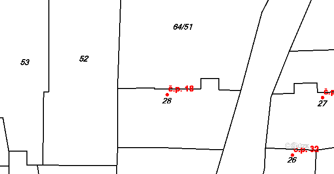 Málkov 18 na parcele st. 28 v KÚ Málkov u Suchomast, Katastrální mapa