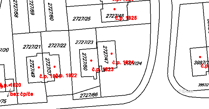 Tachov 1824 na parcele st. 2727/47 v KÚ Tachov, Katastrální mapa