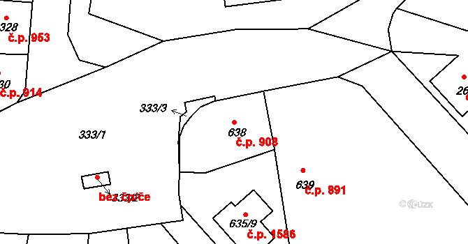 Hořovice 908 na parcele st. 638 v KÚ Velká Víska, Katastrální mapa