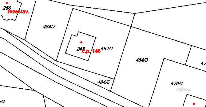 Rožmitál na Šumavě 146 na parcele st. 245 v KÚ Rožmitál na Šumavě, Katastrální mapa