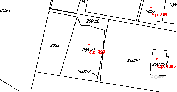 Poruba 323, Orlová na parcele st. 2061/1 v KÚ Poruba u Orlové, Katastrální mapa