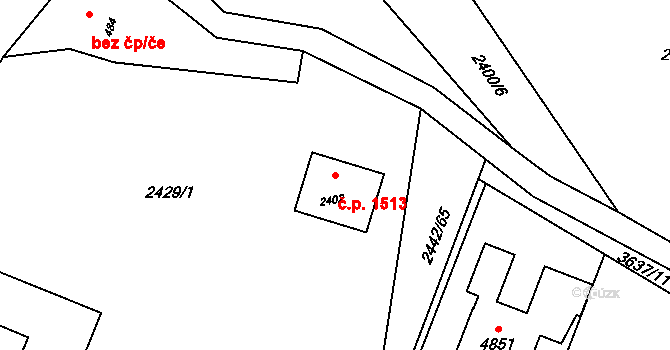 Rožnov pod Radhoštěm 1513 na parcele st. 2402 v KÚ Rožnov pod Radhoštěm, Katastrální mapa