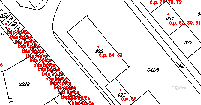 Prachatice II 53,54, Prachatice na parcele st. 923 v KÚ Prachatice, Katastrální mapa