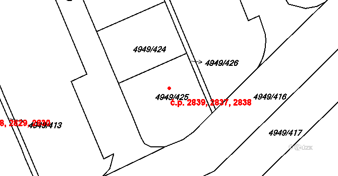 Severní Terasa 2837,2838,2839, Ústí nad Labem na parcele st. 4949/425 v KÚ Ústí nad Labem, Katastrální mapa