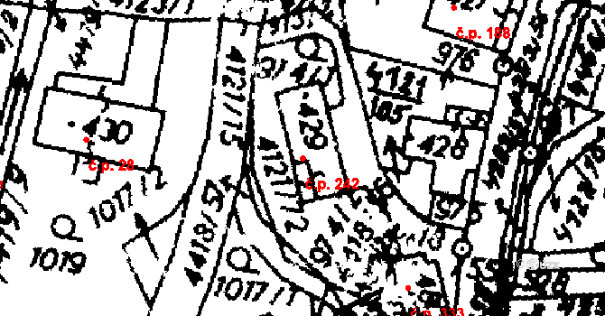 Dolní Dobrouč 242 na parcele st. 429 v KÚ Dolní Dobrouč, Katastrální mapa