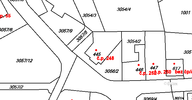 Jílové 248 na parcele st. 445 v KÚ Jílové u Děčína, Katastrální mapa