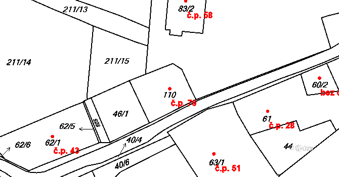 Luby 79, Klatovy na parcele st. 110 v KÚ Luby, Katastrální mapa
