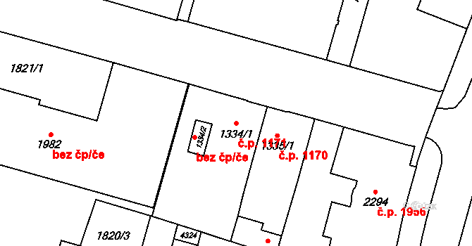 Dvůr Králové nad Labem 1171 na parcele st. 1334/1 v KÚ Dvůr Králové nad Labem, Katastrální mapa