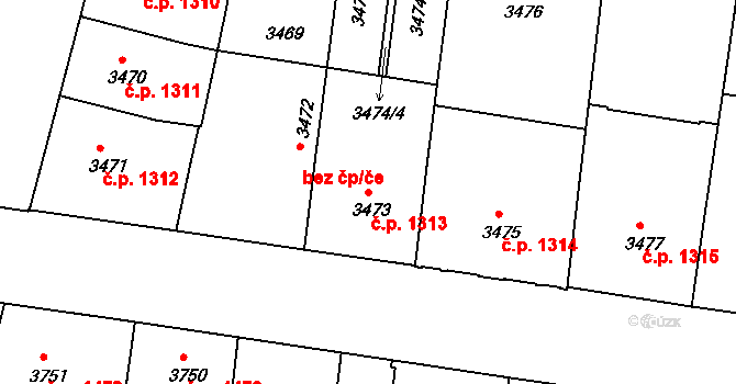 České Budějovice 3 1313, České Budějovice na parcele st. 3473 v KÚ České Budějovice 3, Katastrální mapa