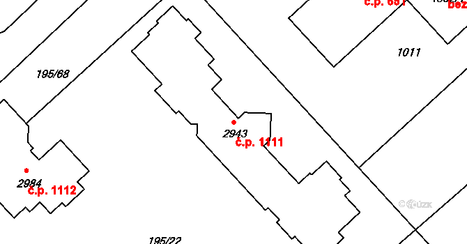 Sezimovo Ústí 1111 na parcele st. 2943 v KÚ Sezimovo Ústí, Katastrální mapa