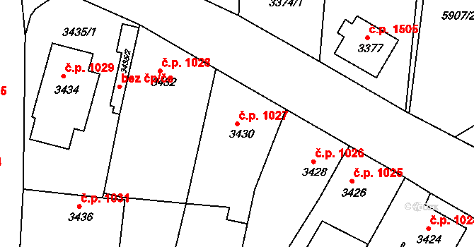Česká Lípa 1027 na parcele st. 3430 v KÚ Česká Lípa, Katastrální mapa