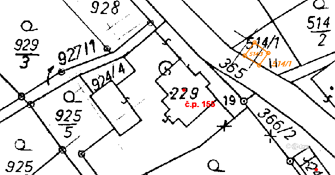 Jeřmanice 155 na parcele st. 229 v KÚ Jeřmanice, Katastrální mapa