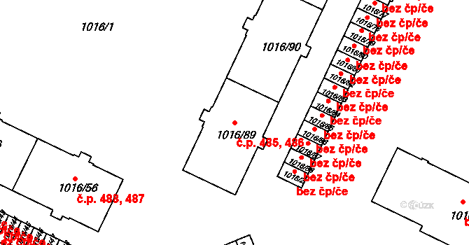 Liberec V-Kristiánov 485,486, Liberec na parcele st. 1016/90 v KÚ Liberec, Katastrální mapa