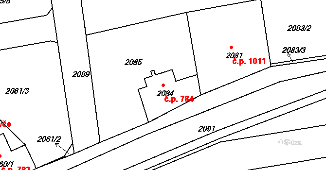 Rumburk 1 784, Rumburk na parcele st. 2084 v KÚ Rumburk, Katastrální mapa