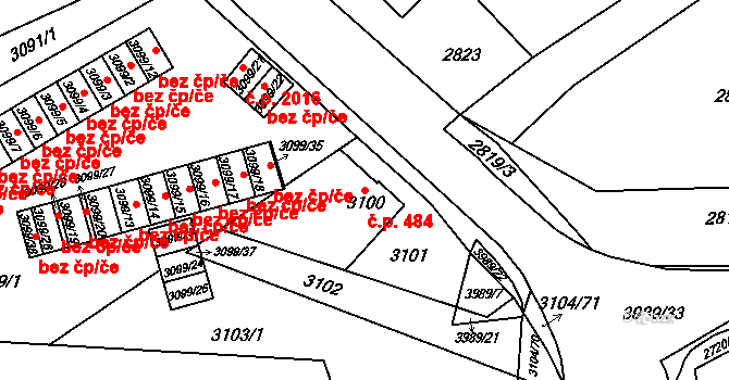 Hranice 484, Karviná na parcele st. 3100 v KÚ Karviná-město, Katastrální mapa