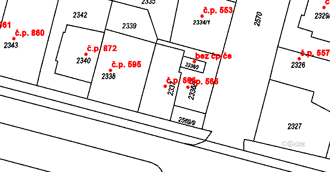 Doubravka 566, Plzeň na parcele st. 2337 v KÚ Doubravka, Katastrální mapa