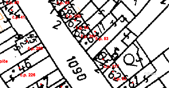 Žiželice 53 na parcele st. 64/1 v KÚ Žiželice nad Cidlinou, Katastrální mapa