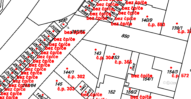 Doudlevce 304, Plzeň na parcele st. 143 v KÚ Doudlevce, Katastrální mapa