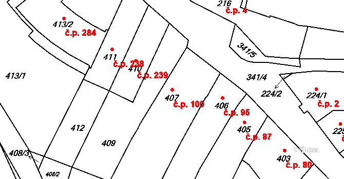 Silůvky 100 na parcele st. 407 v KÚ Silůvky, Katastrální mapa