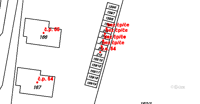 Lovečkovice 54 na parcele st. 219 v KÚ Lovečkovice, Katastrální mapa