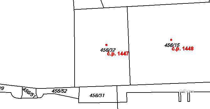 Michle 1447, Praha na parcele st. 456/32 v KÚ Michle, Katastrální mapa
