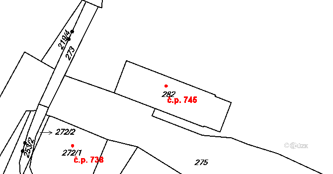 Liberec XXV-Vesec 745, Liberec na parcele st. 282 v KÚ Vesec u Liberce, Katastrální mapa