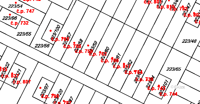 Buštěhrad 766 na parcele st. 223/60 v KÚ Buštěhrad, Katastrální mapa