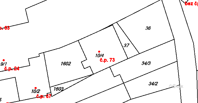 Frýdnava 73, Habry na parcele st. 10/4 v KÚ Frýdnava, Katastrální mapa