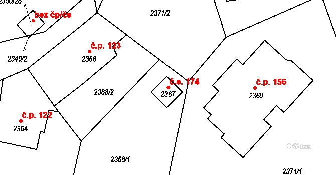 Staré Splavy 174, Doksy na parcele st. 2367 v KÚ Doksy u Máchova jezera, Katastrální mapa