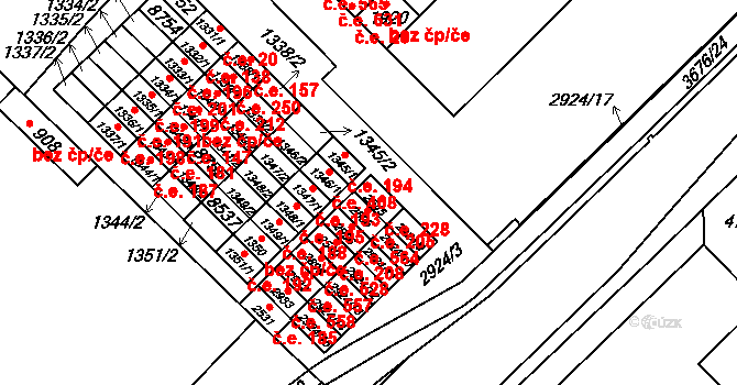 Veselí nad Moravou 228 na parcele st. 2545 v KÚ Veselí-Předměstí, Katastrální mapa