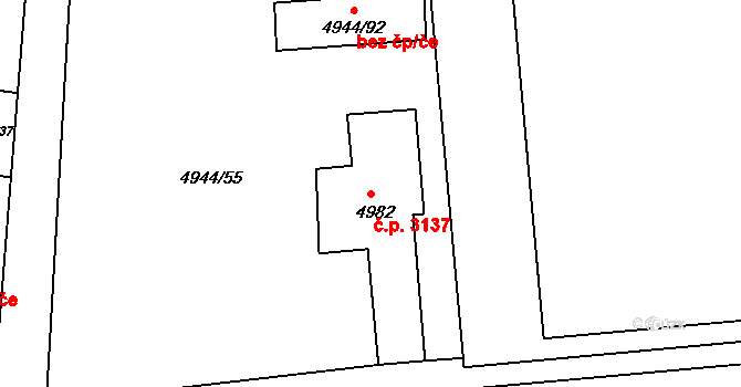 Česká Lípa 3137 na parcele st. 4982 v KÚ Česká Lípa, Katastrální mapa