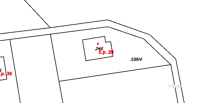 Havlovice 20, Kobyly na parcele st. 246 v KÚ Kobyly, Katastrální mapa
