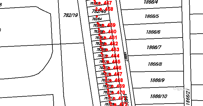 Podbořany 465 na parcele st. 782/70 v KÚ Podbořany, Katastrální mapa