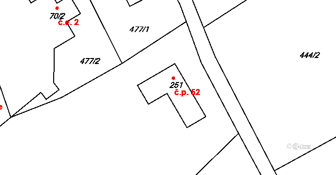 Havlovice 52, Kobyly na parcele st. 251 v KÚ Kobyly, Katastrální mapa