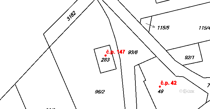 Lipovka 147, Rychnov nad Kněžnou na parcele st. 283 v KÚ Lipovka u Rychnova nad Kněžnou, Katastrální mapa