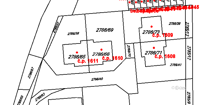 Kuřim 1610 na parcele st. 2786/66 v KÚ Kuřim, Katastrální mapa