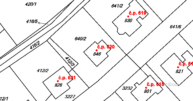 Černilov 620 na parcele st. 846 v KÚ Černilov, Katastrální mapa