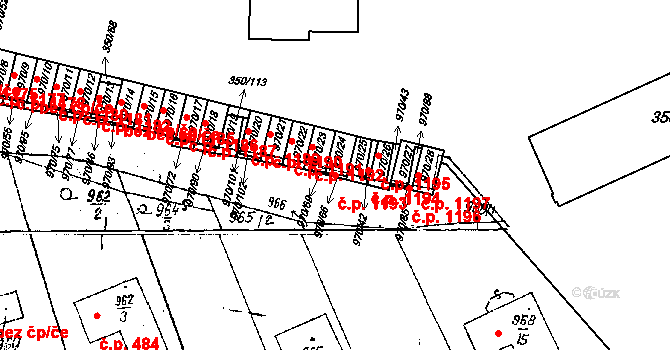 Dobšice 1193 na parcele st. 970/24 v KÚ Dobšice u Znojma, Katastrální mapa